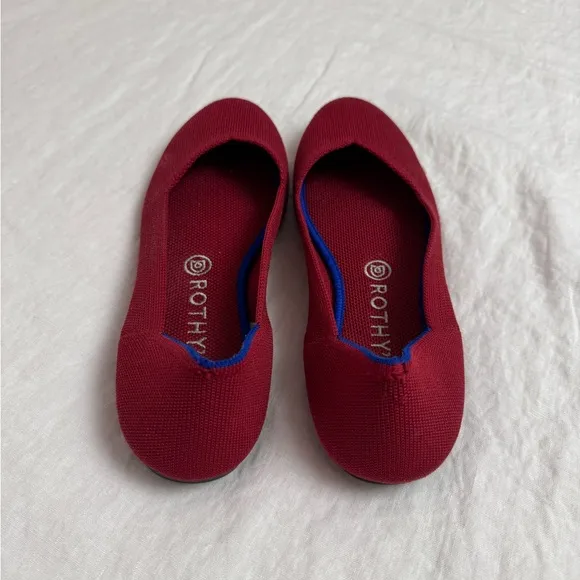 Rothy's Bright Red Slip On Ballet Flats Size 9.5 Comfort Travel Casual Classic