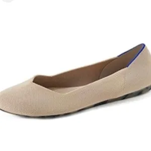 Rothys Ecru Round Toe Ballet Flats Womens Cream Tan Knit Slip On Shoes 9.5