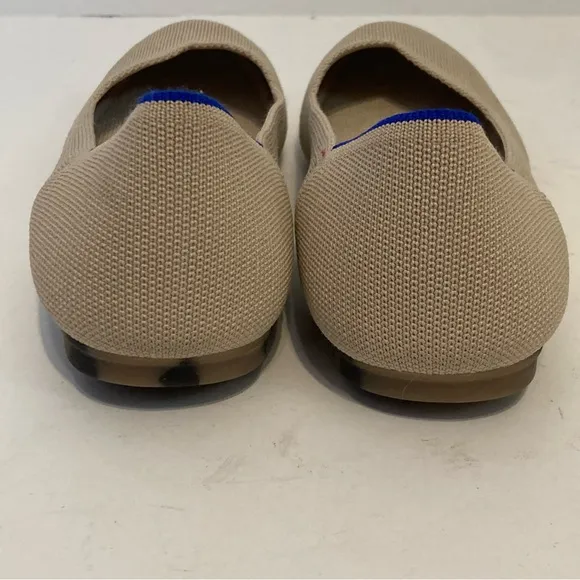 Rothys Ecru Round Toe Ballet Flats Womens Cream Tan Knit Slip On Shoes 9.5