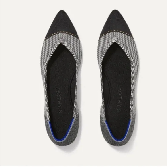 Rothy’s Point Flats Captoe Black Grey Mist Limited Edition