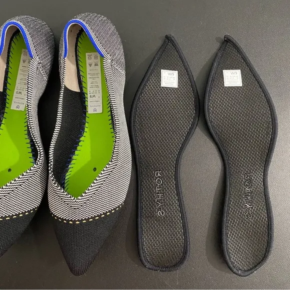 Rothy’s Point Flats Captoe Black Grey Mist Limited Edition