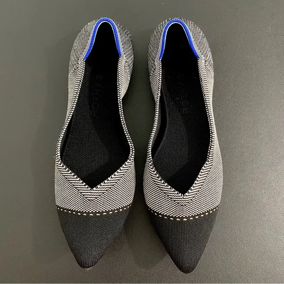 Rothy’s Point Flats Captoe Black Grey Mist Limited Edition
