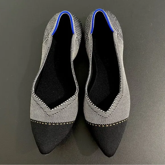 Rothy’s Point Flats Captoe Black Grey Mist Limited Edition