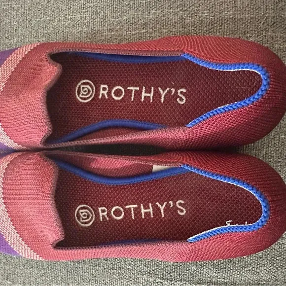 ROTHY'S Rare!! Garnet Reflective Stripe Loafer Slip On Shoes Size 5.5 red maroon