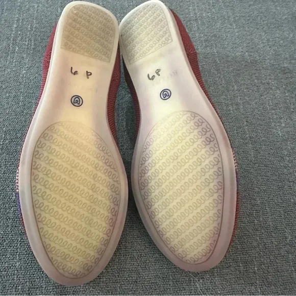 ROTHY'S Rare!! Garnet Reflective Stripe Loafer Slip On Shoes Size 5.5 red maroon