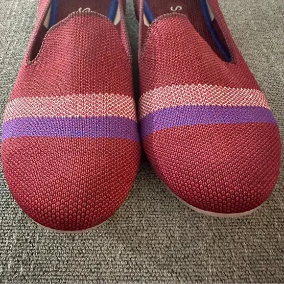 ROTHY'S Rare!! Garnet Reflective Stripe Loafer Slip On Shoes Size 5.5 red maroon