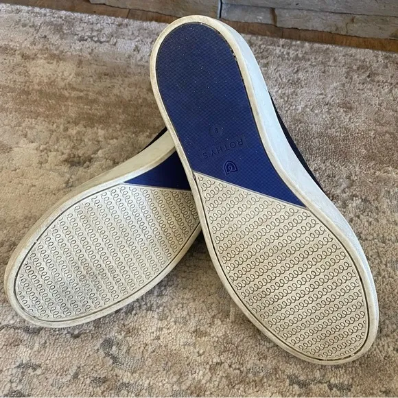 Rothy’s The Original Slip On Sneaker Black Knit White Sole Shoe Loafers: 8