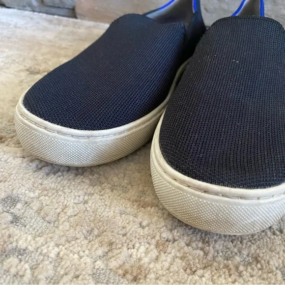 Rothy’s The Original Slip On Sneaker Black Knit White Sole Shoe Loafers: 8