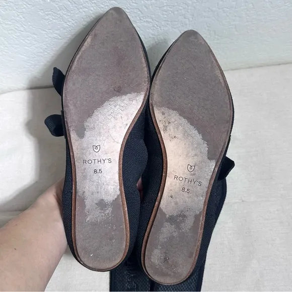 Rothy’s The Point Mary Jane Pointed Bow Flats Size 8.5 in Black