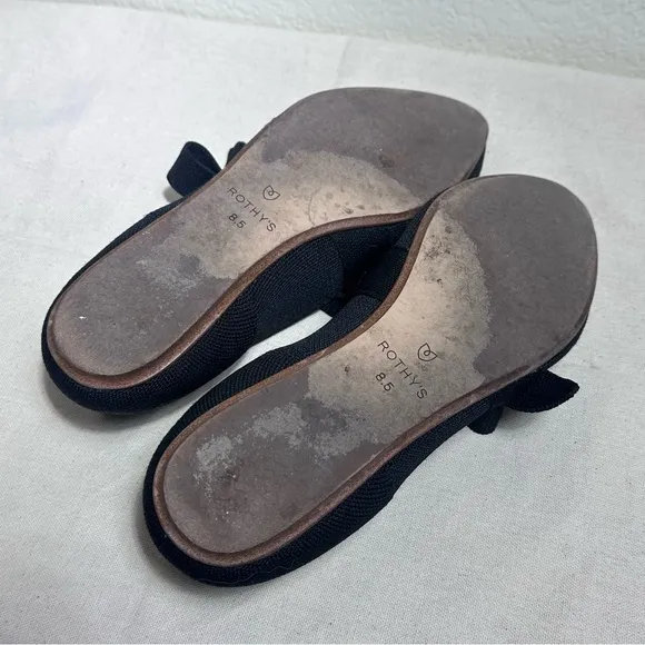 Rothy’s The Point Mary Jane Pointed Bow Flats Size 8.5 in Black