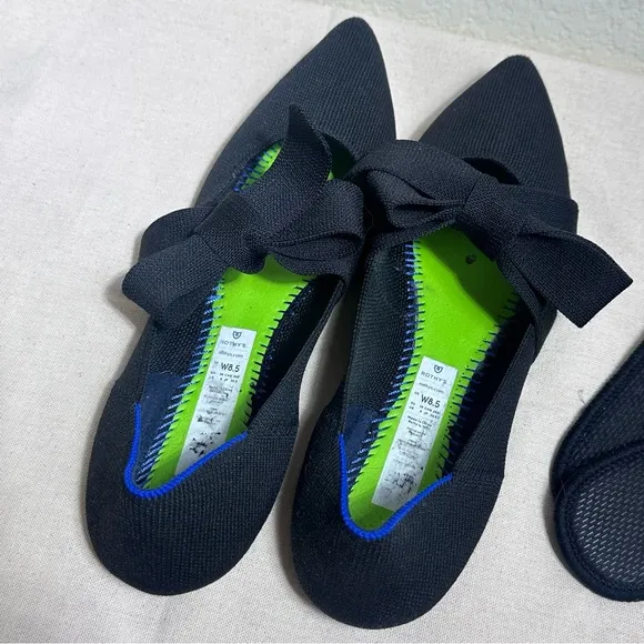 Rothy’s The Point Mary Jane Pointed Bow Flats Size 8.5 in Black