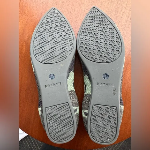 Rothy’s The Point Olive Camo flats, size 9.5