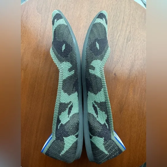 Rothy’s The Point Olive Camo flats, size 9.5