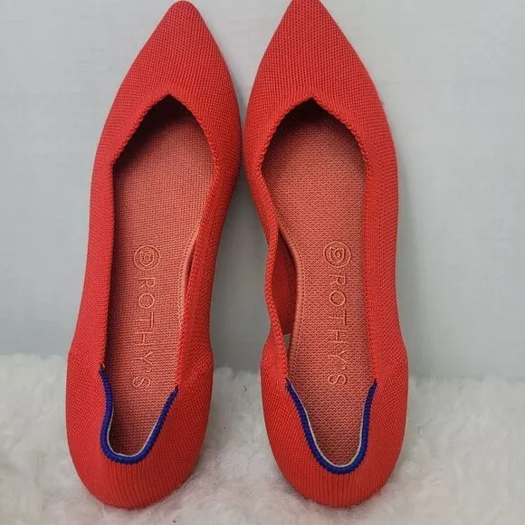 Rothy's The Point Retired Red Flame Slip On Flats Women's Size 9.5