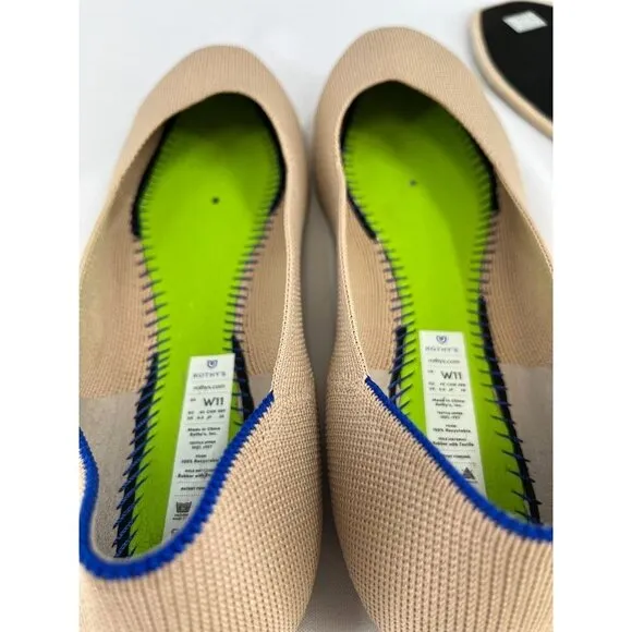 Rothy's The Square Ecru Knit Ballet Flat Women’s US 11 Casual Comfort Shoes