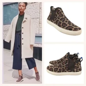 Rothys Chelsea Slip On Boots High Top Sneakers Leopard Print 9.5
