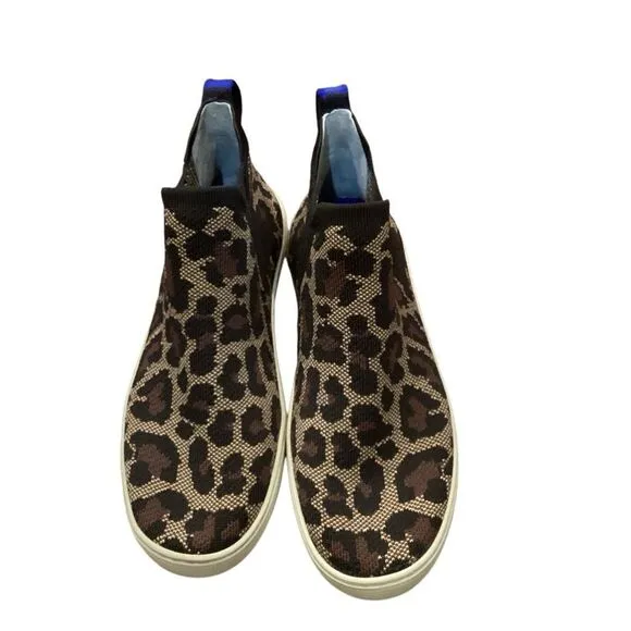 Rothys Chelsea Slip On Boots High Top Sneakers Leopard Print 9.5