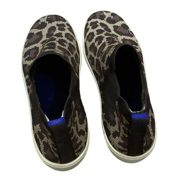 Rothys Chelsea Slip On Boots High Top Sneakers Leopard Print 9.5
