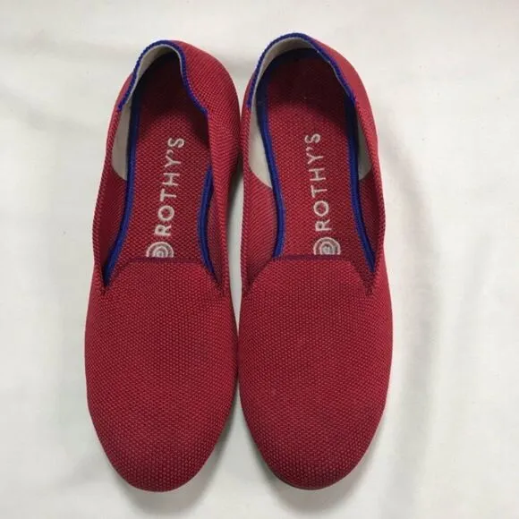 Rothys Red Knit Loafer Flats Sz 8