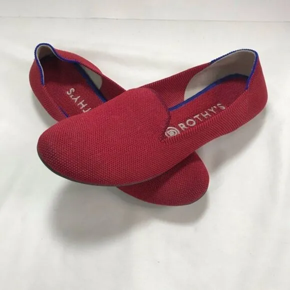 Rothys Red Knit Loafer Flats Sz 8