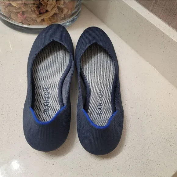 Rothy’s The Flat Slip On Shoes Navy Blue Woman's Size 6.5 Round Toe