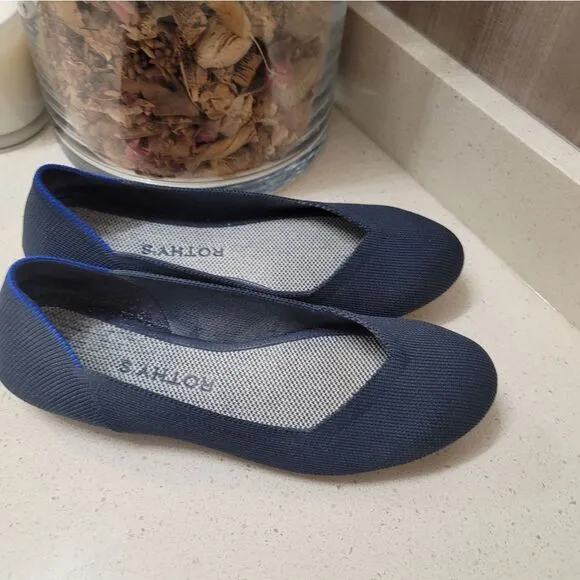 Rothy’s The Flat Slip On Shoes Navy Blue Woman's Size 6.5 Round Toe
