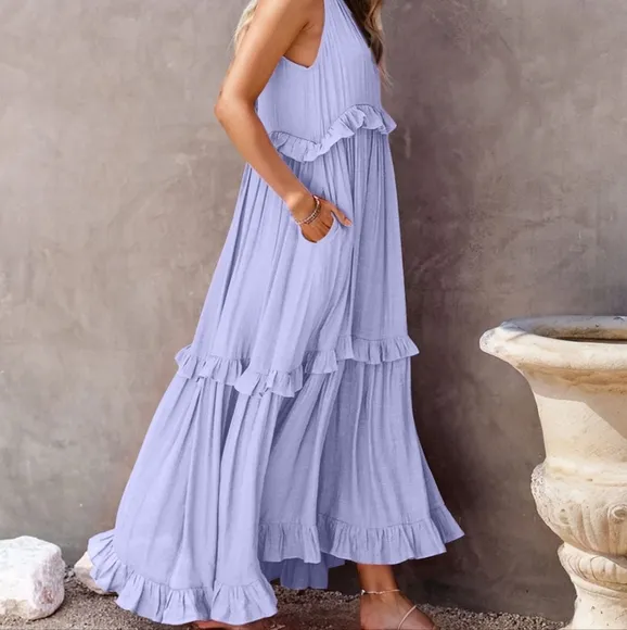 Ruffle Radiance Sleeveless Maxi - Lilac