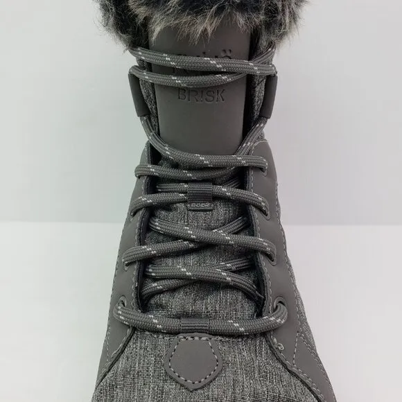 Ryka Brisk Womens Sz 7W Charcoal Grey Water Repellent Quilted Ankle Winter Boots