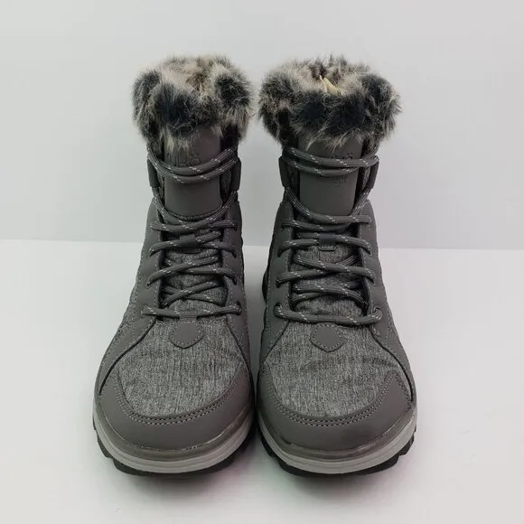 Ryka Brisk Womens Sz 7W Charcoal Grey Water Repellent Quilted Ankle Winter Boots
