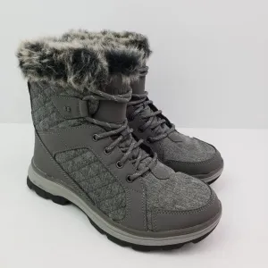 Ryka Brisk Womens Sz 7W Charcoal Grey Water Repellent Quilted Ankle Winter Boots