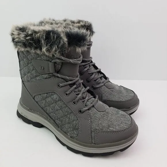 Ryka Brisk Womens Sz 7W Charcoal Grey Water Repellent Quilted Ankle Winter Boots