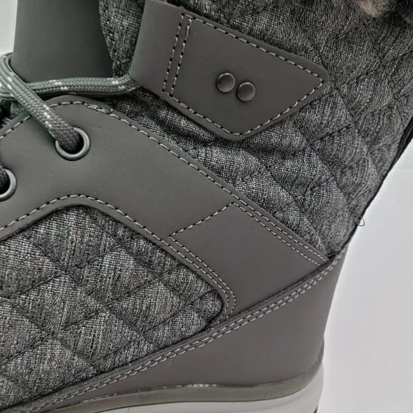 Ryka Brisk Womens Sz 7W Charcoal Grey Water Repellent Quilted Ankle Winter Boots
