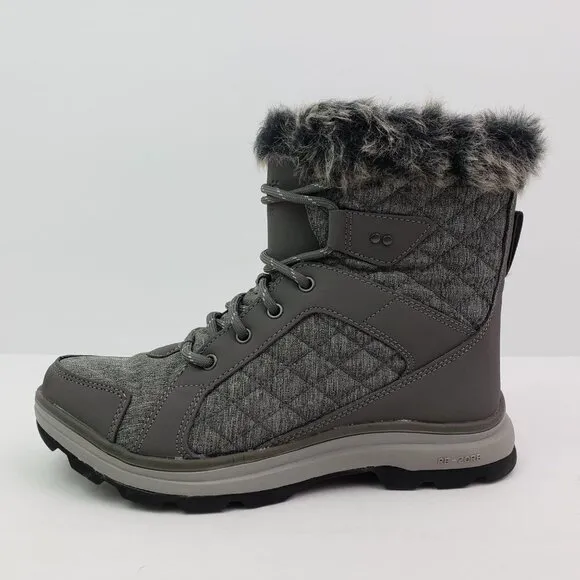 Ryka Brisk Womens Sz 7W Charcoal Grey Water Repellent Quilted Ankle Winter Boots