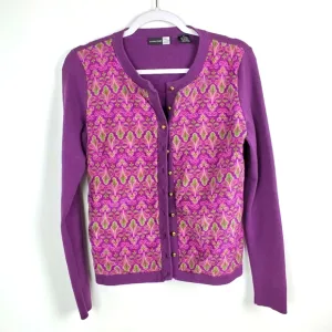 Saks Fith Avenue Silk Cotton Gold Buttons Cardigan 51% Silk 49% Cotton