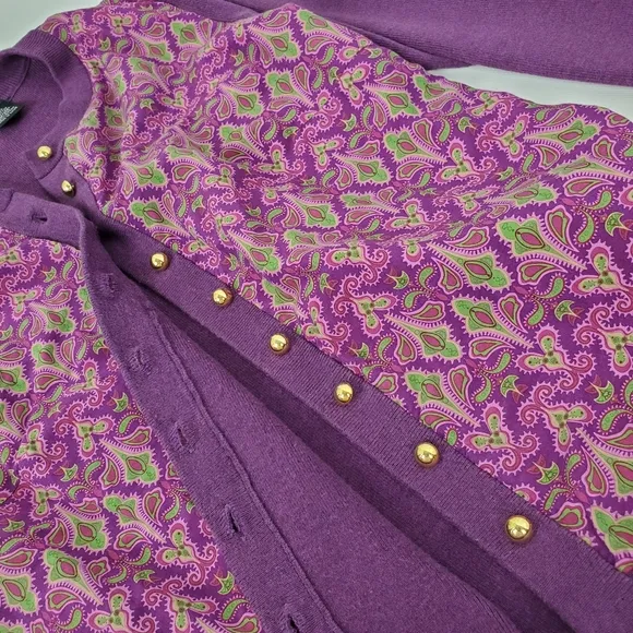 Saks Fith Avenue Silk Cotton Gold Buttons Cardigan 51% Silk 49% Cotton