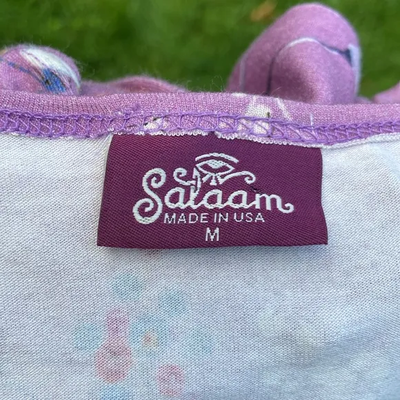 Salaam Clothing Floral Lavender Stretch Jersey Wrap Dress Women's Size M