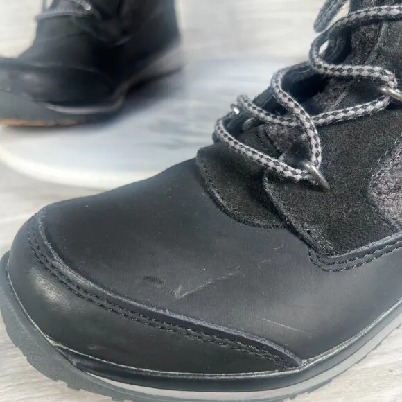Salomon Snow Boots Womens 6.5 Black Gray Hime High Tall Quilted Faux Fur Lined