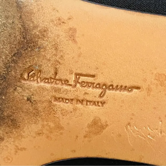 SALVATORE FERRAGAMO black fabric buckle strap detail slip on mules loafer