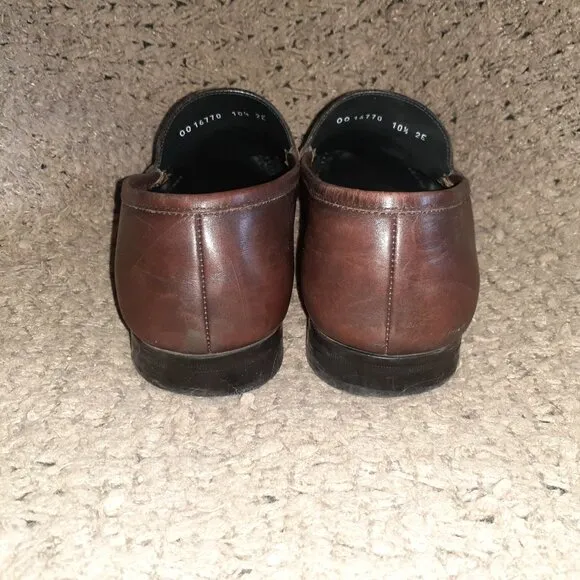 SALVATORE FERRAGAMO- Brown Leather Loafer Moccasins-Sz 10.5-2E Wide-Excellent