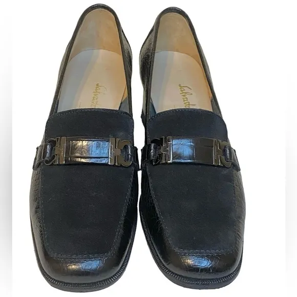 Salvatore Ferragamo Custom Leather &amp; Suede Non slip Sole Loafers Women’s Size 4B