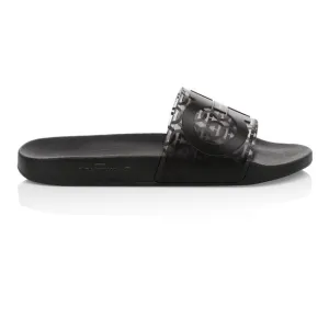 Salvatore Ferragamo Groove Pool Logo Slides Black Men’s 8 $250