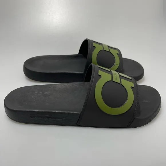 Salvatore Ferragamo Groove Pool Slides Size 9 $295. Lightly Used. Box Included.