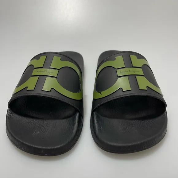 Salvatore Ferragamo Groove Pool Slides Size 9 $295. Lightly Used. Box Included.