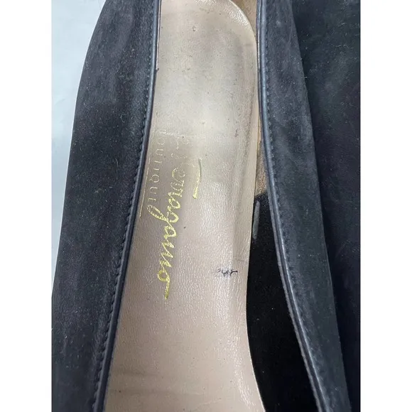 Salvatore‎ Ferragamo Italy Nabuck Calf Ballet Suede Flats Black Size 10 A2