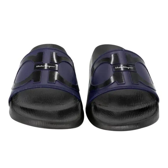 Salvatore Ferragamo Men's Gancini Logo Rubber Slide On Sandals SF-S0401P-0006