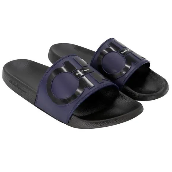 Salvatore Ferragamo Men's Gancini Logo Rubber Slide On Sandals SF-S0401P-0006