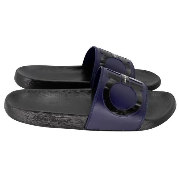 Salvatore Ferragamo Men's Gancini Logo Rubber Slide On Sandals SF-S0401P-0006