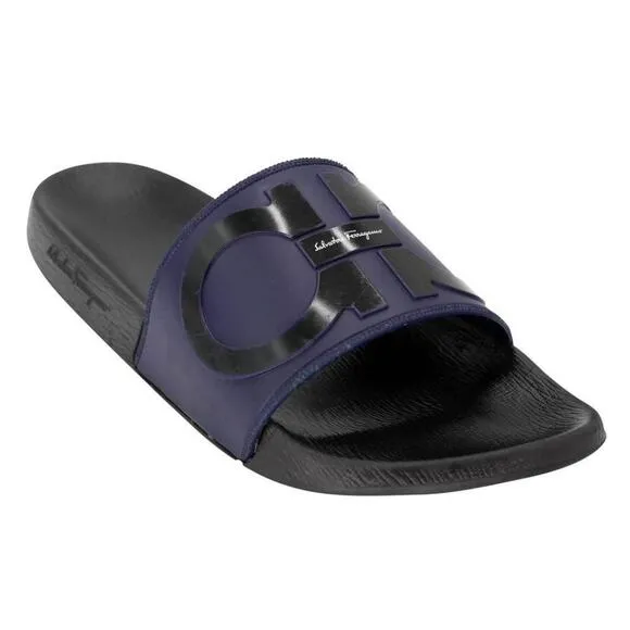 Salvatore Ferragamo Men's Gancini Logo Rubber Slide On Sandals SF-S0401P-0006