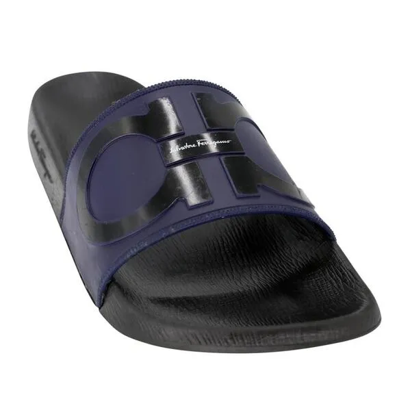 Salvatore Ferragamo Men's Gancini Logo Rubber Slide On Sandals SF-S0401P-0006