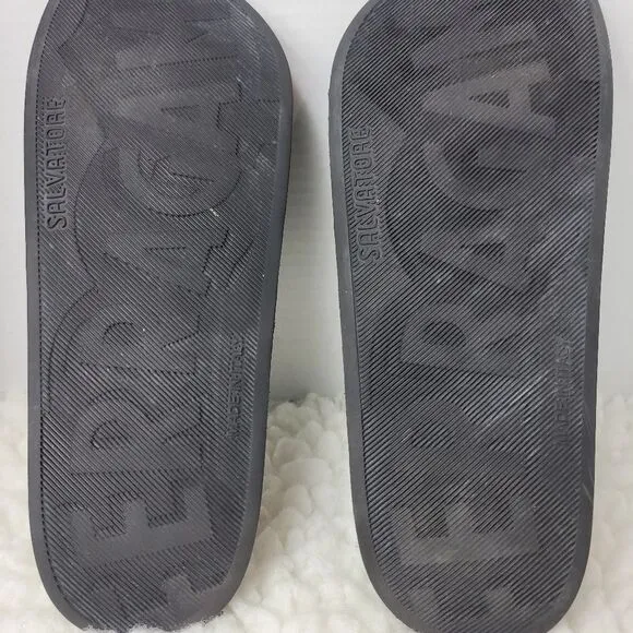 Salvatore Ferragamo Groove 6 Men's  Sandals Size 10M Rubber Gancini Logo  Slides